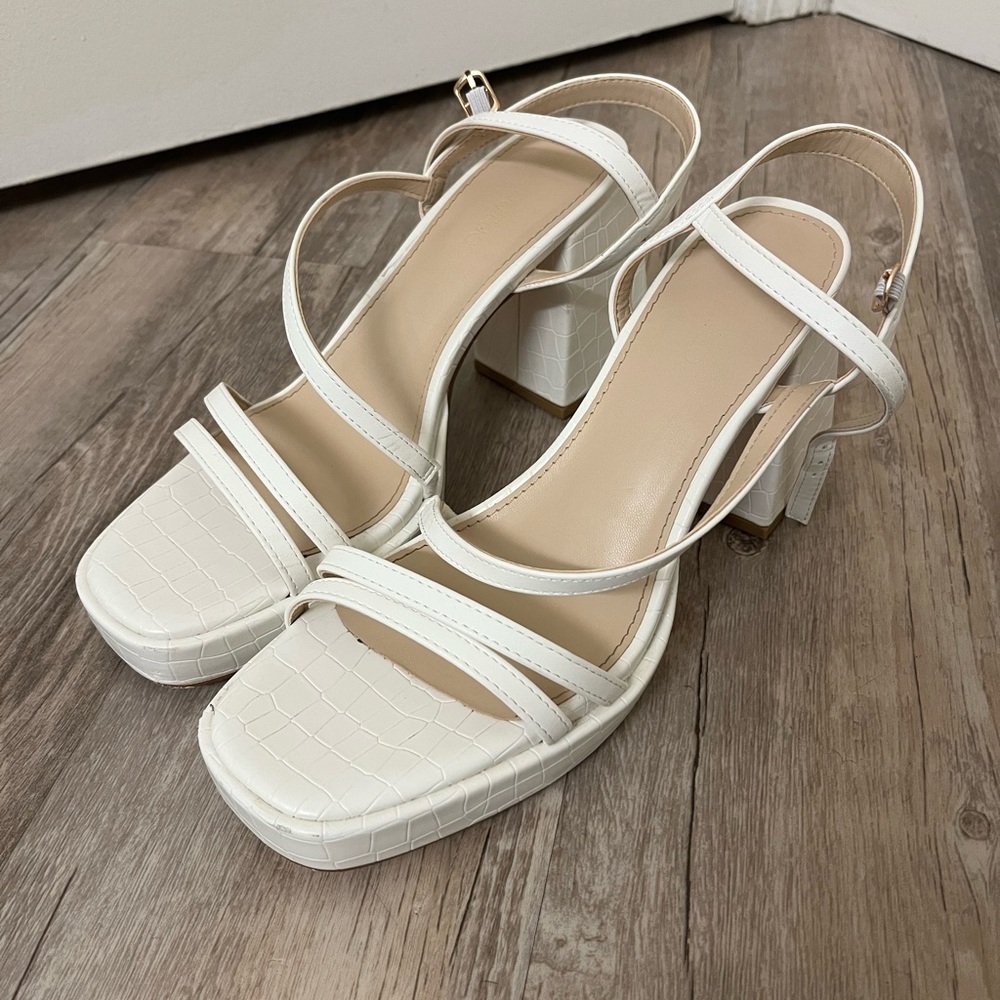 Elegant White Strappy Heels